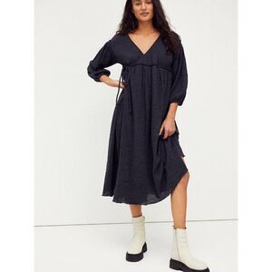 NEW FREE PEOPLE Sz S SWEET AS CAN BE WRAP FRONT MAXI DRESS IN BLACK